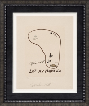 Muhammad Ali Autographed 10.5 x 14 "Let My People Go"  Framed Artwork Litho LE 243/250 (PSA/DNA)